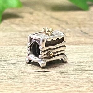 Pandora Rare Two Tone Charm - 14k Gold and Sterling Silver